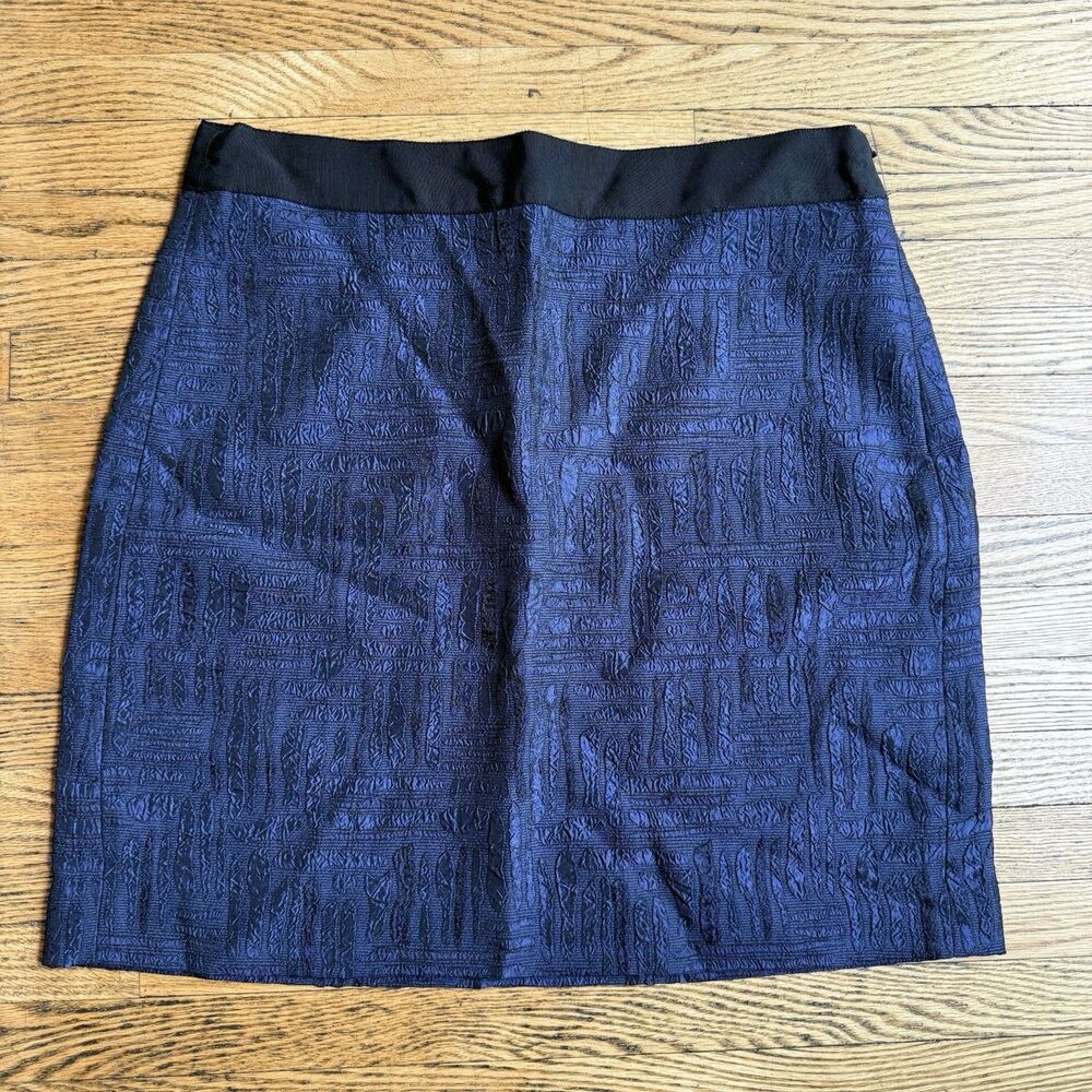 Banana Republic Mini Skirt Size 4 Blue Black Textured Party Career Office Glam